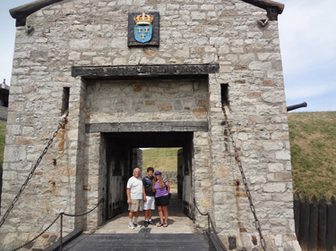 the two RV Gypsies and their grandson at Old Fort Niagara
