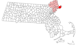 map of Masssachusetts showing Gloucester