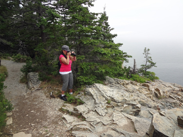 Karen Duquette taking photos  at Acadia National Park