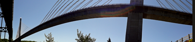 the Penobscot Narrows Bridge as seen from below