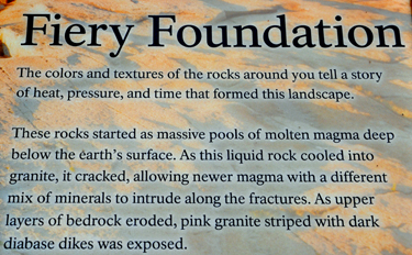 sign about the Fiery foundation at Schoodic Point