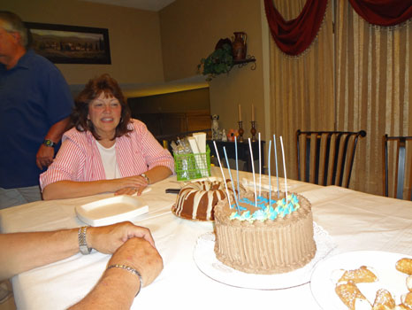 Lee' sister Patty and the birthday cake