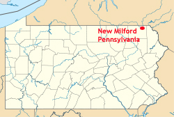 map showing location of New Milford, Pennsylvania
