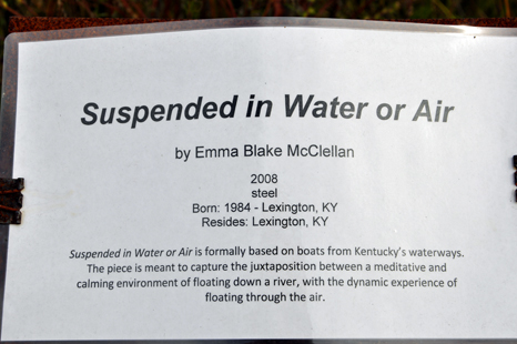 sign about the Suspended in Water or Air sculpture