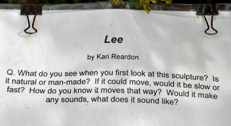 sign about a sculpture called Lee