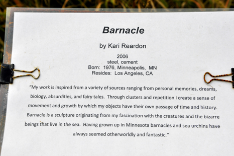 sign about the Barnacle sculpture