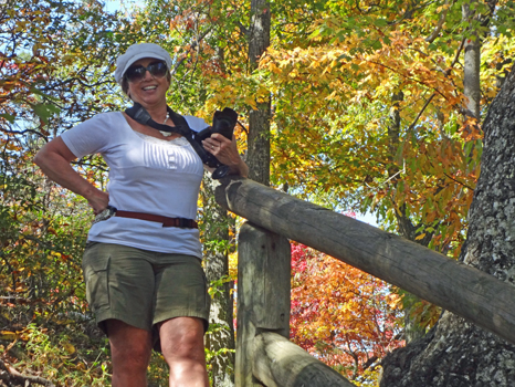 Karen Duquette ready to hike to the Balanced Rock
