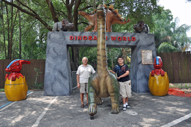 Lee Duquette and his grandson at Dinosaur World
