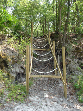 a photo of the way to slide the canoe down to the Suwannee River