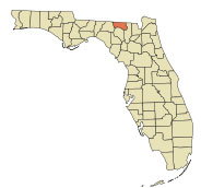 Florida map showing the location of Hamilton County and White Springs