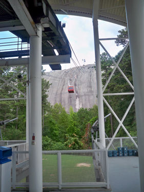 the Swiss cable car at Stone Mountain partway up the mountain