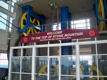 the welcome station at the top of Stone Mountain