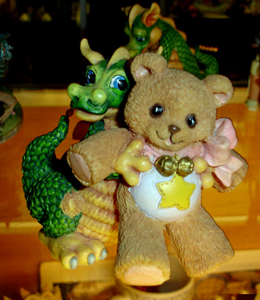 dragon and a teddy bear