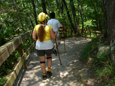 Karen Duquette and her grandson on the trail at Cloudland Canyon STate Park