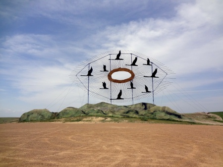 The Geese in Flight sculpture on the Enchanted Highway