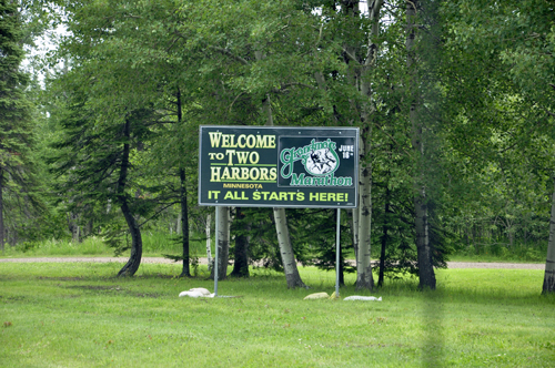sign: Welcome to Two Harbors