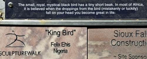 sign: King Bird sculpture