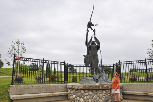 Karen Duquette by the head Indian statue in Nebraska