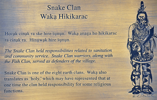 sign about the Snake Clan of Winnebago Indians