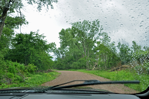 rainy day on a dirt road to Big Elk Park