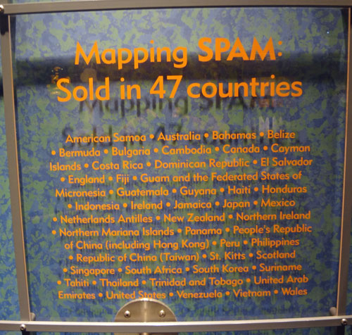 sign: Spam sold in 47 countries