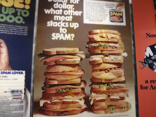 poster: stacks of Spam in Spam Museum