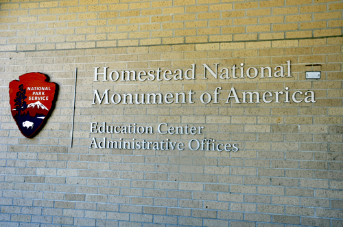 sign: Homestead National Monument of American Education Center