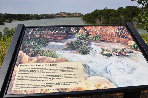 sign about the forces that shape the land at Roman Nose State Park