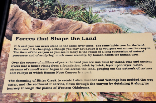 sign about the forces that shape the land at Roman Nose State Park