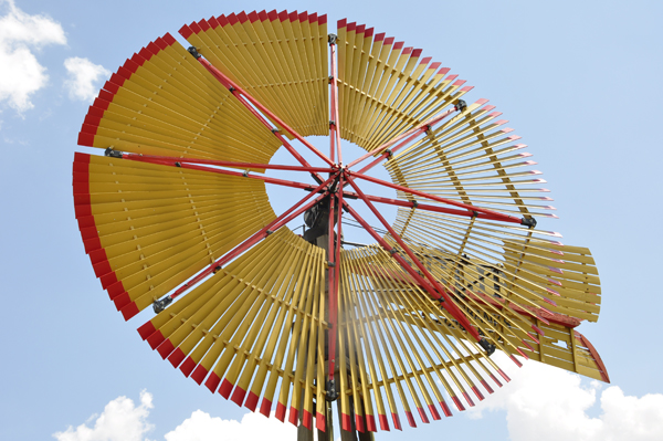 close-up of the a yellow windmill