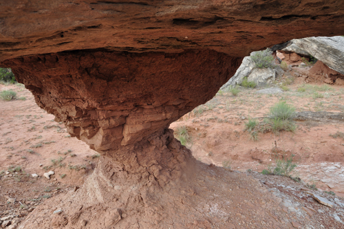 a fragile balanced rock deep on the floor of the Palo Duro Canyon