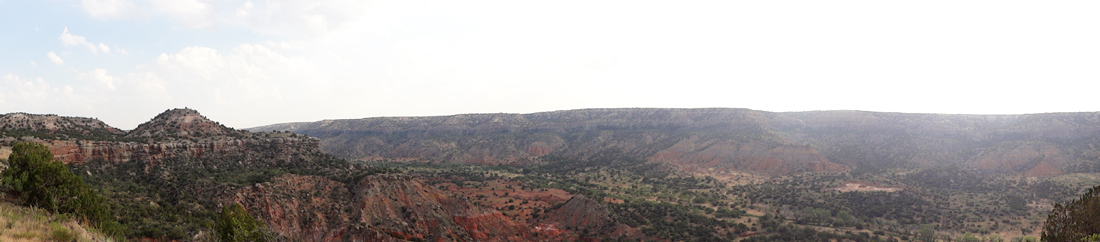 A panorama view of Palo Duro Canyon