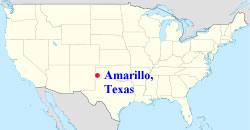USA map showing location of Amarillo Texas within the USA