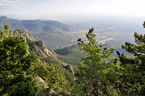 view from the top of the trail on Sandia Mountain