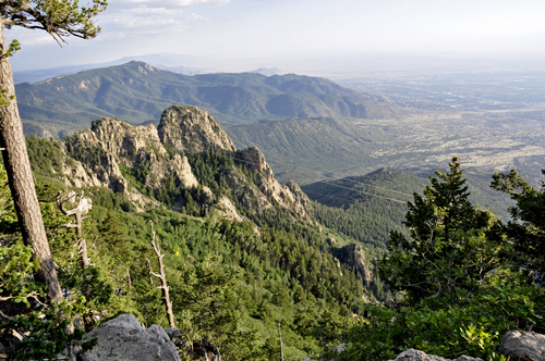 view from the top of the trail on Sandia Mountain