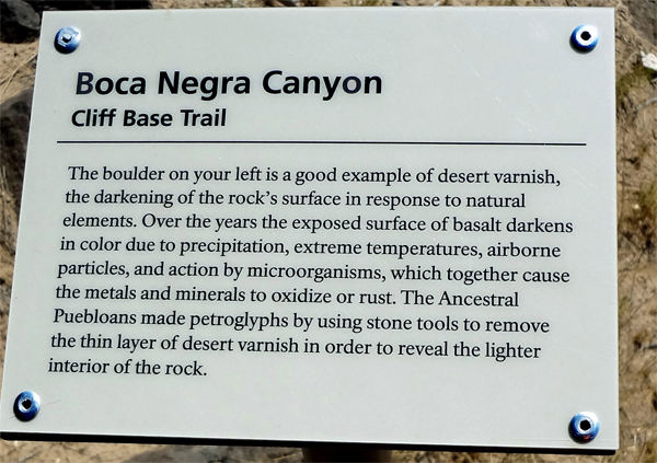 sign about desert varnish