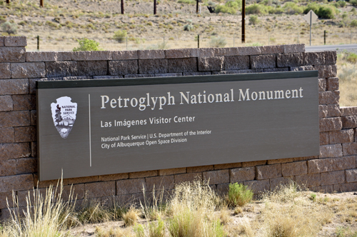sign: Petroglyph National Monument visitor Cednter