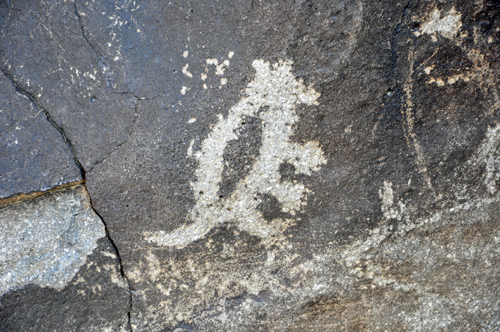 a petroglyphs on a rock atBoca Negra Canyon