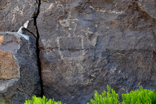 a petroglyphs on a rock atBoca Negra Canyon