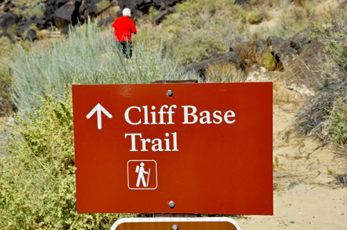 sign pointing the way to the Cliff Base Trail