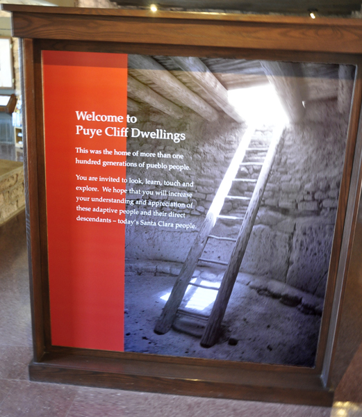 sign in museum: Welcome to Puye Cliff Dwellings