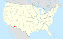 USA map showing location of Saguaro National Park in Tucson, Arizona