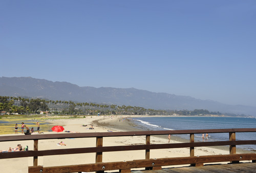 looking out from from the Santa Barbara pier to the beach area