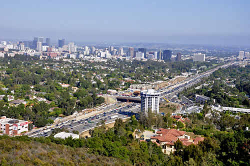 view of Los Angeles looking south from the Getty
