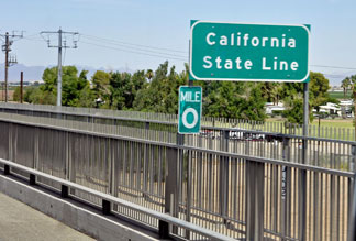Sign: California State Line Mile 0