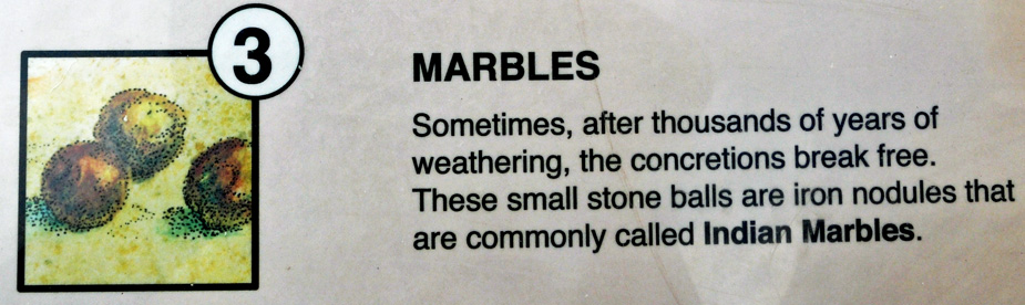 sign about marbles in the rocks