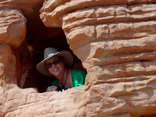 Karen Duquette inside a Beehive at Valley of Fire State Park