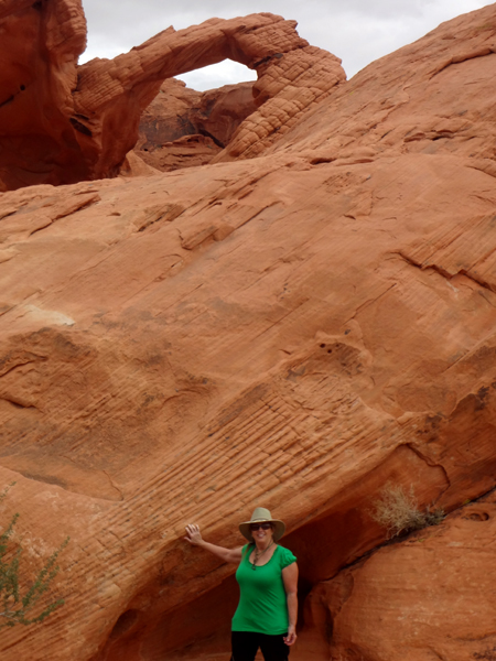 Karen Duquette under the Natural Arch at Valley of Fire State Park