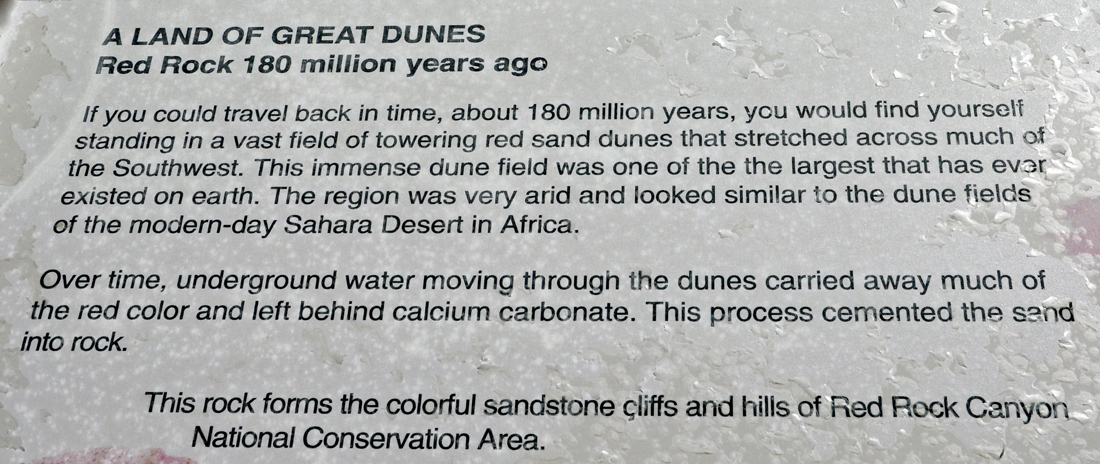 sign about great dunes at Red Rock