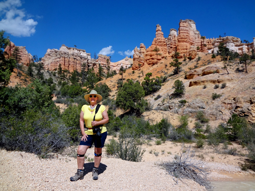 Karen Duquette at the Mossy Cave Trail in Utah